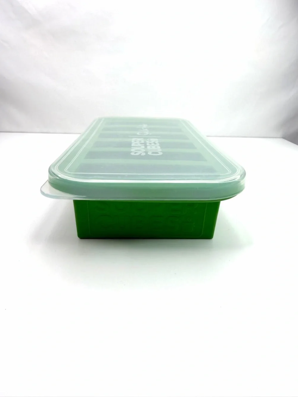 Sur La Table Souper Cubes Green Silicone Tray Food Prep Ice Cube Tray with Lid